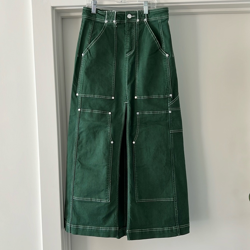 Anthropologie Pilcro Green Cargo Maxi Skirt
